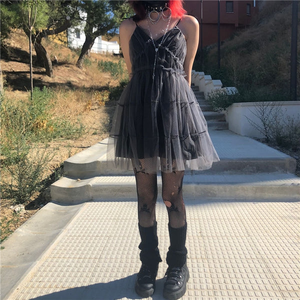 Gothic Fairy Mesh Mini Dress