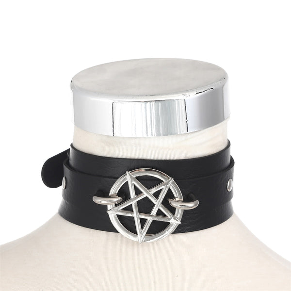 Gothic Pentagram Collar Choker Necklace (available in 4 colors)