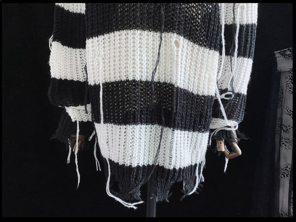 Gothic Harajuku Moon Star Striped Knitted Jumper Sweater Top