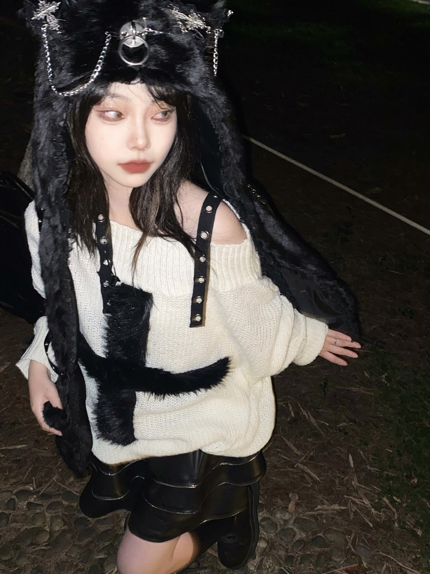 Gothic Harajuku Y2K Cross Knitted Sweater Top