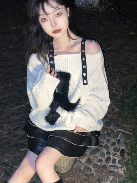 Gothic Harajuku Y2K Cross Knitted Sweater Top
