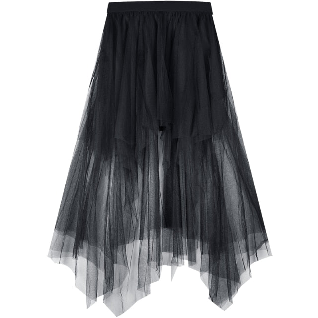 Gothic High Waist Irregular Hem Mesh Shorts Skirt – ROCK 'N DOLL
