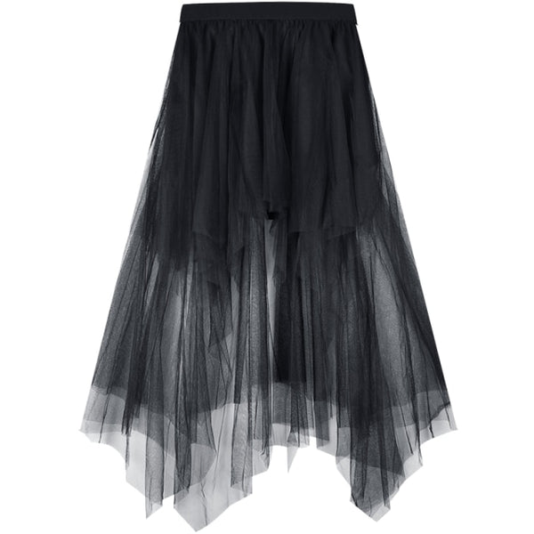Gothic High Waist Irregular Hem Mesh Shorts Skirt
