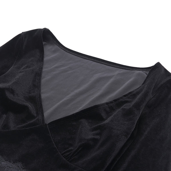 Gothic Flare Sleeve Lace Crop Top