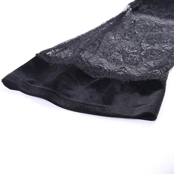 Gothic Flare Sleeve Lace Crop Top