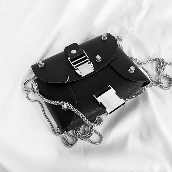 Gothic Punk Harajuku Buckle Rivets Chains Shoulder Bag