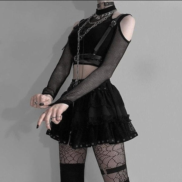 Gothic Fishnet Cut Out Crop Top