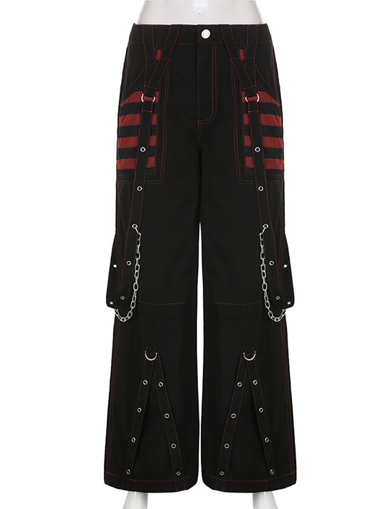 Gothic Grunge Y2K Strap Patchwork Trousers Pants – ROCK 'N DOLL
