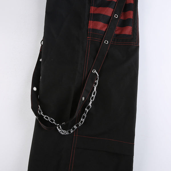 Gothic Grunge Y2K Strap Patchwork Trousers Pants