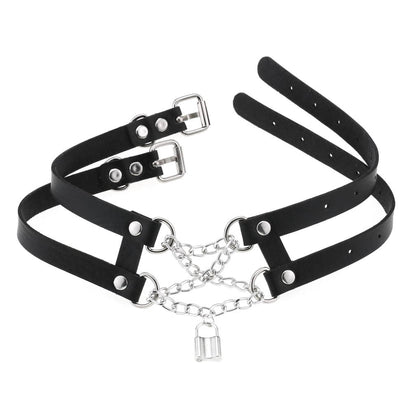 Gothic Lace Up Chain Choker Necklace (available in 16 colors)