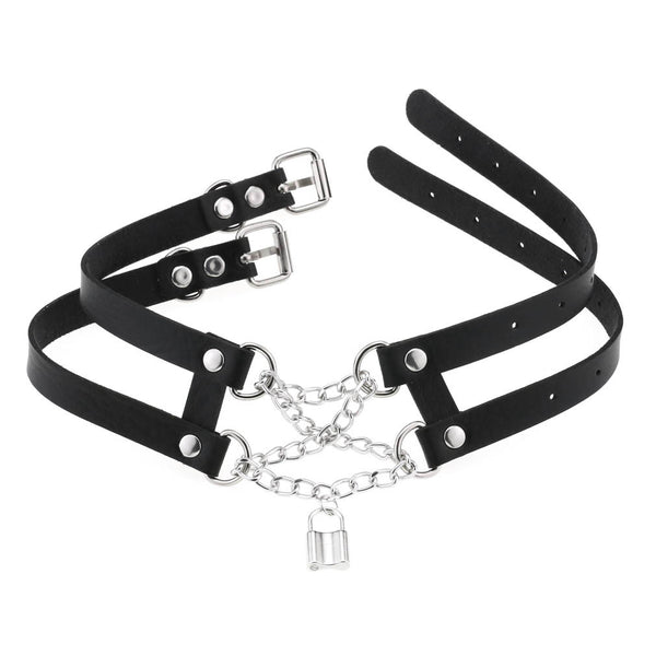 Gothic Lace Up Chain Choker Necklace (available in 16 colors)