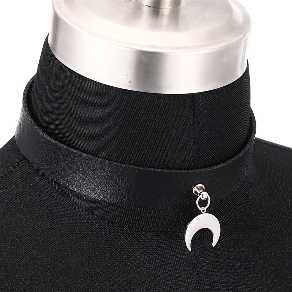Gothic Moon Wiccan Collar Choker Necklace (available in 5 colors)