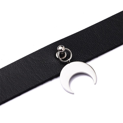 Gothic Moon Wiccan Collar Choker Necklace (available in 5 colors)