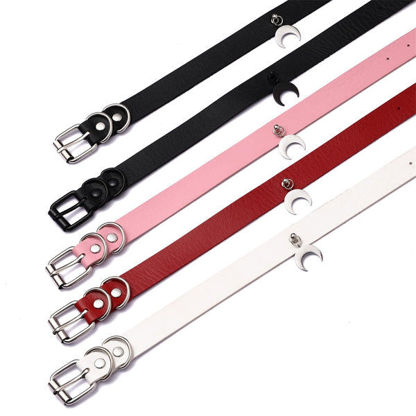 Gothic Moon Wiccan Collar Choker Necklace (available in 5 colors)