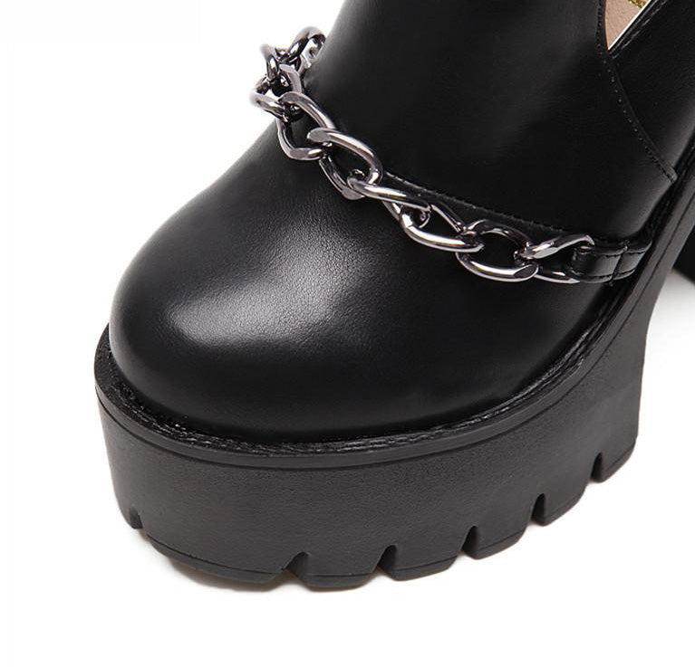 Gothic Punk Buckle Chain Ankle Platform Boots