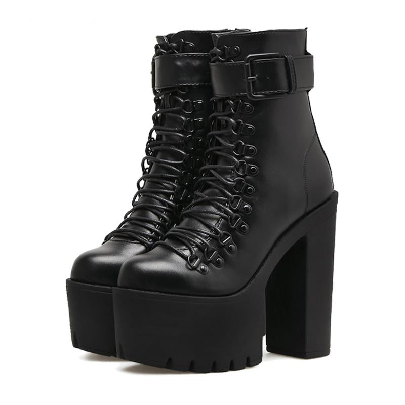 Gothic Wiccan Harajuku Lace Up Platform Ankle Boots