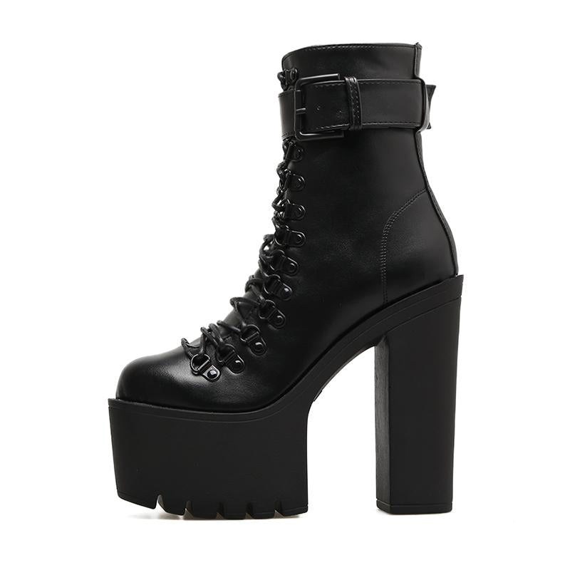 Gothic Wiccan Harajuku Lace Up Platform Ankle Boots