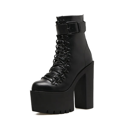 Gothic Wiccan Harajuku Lace Up Platform Ankle Boots