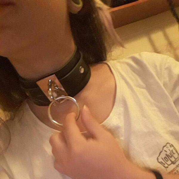 Goth Punk O Ring Metal Leather Oversized Choker Necklace