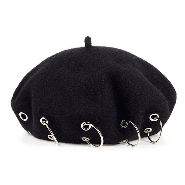 Gothic Punk Harajuku O Ring Beret Hat