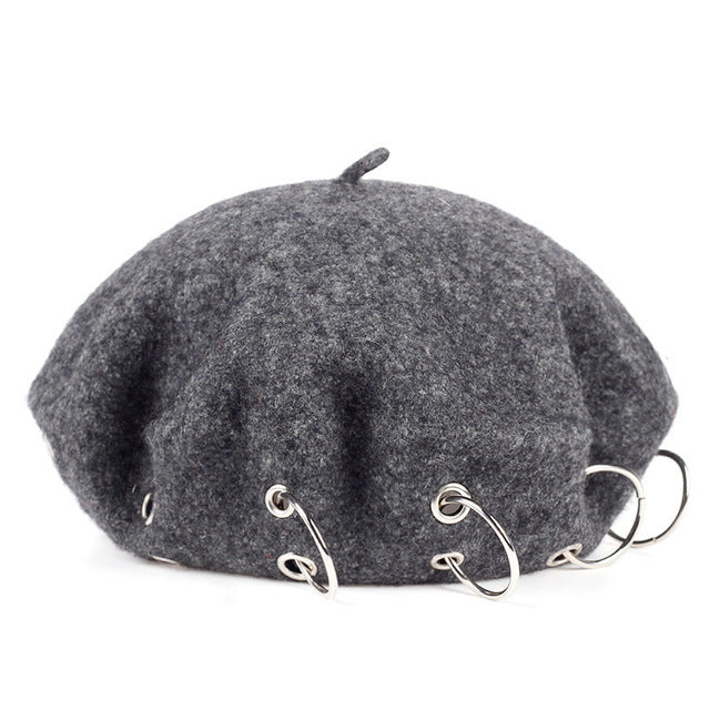 Gothic Punk Harajuku O Ring Beret Hat – ROCK 'N DOLL