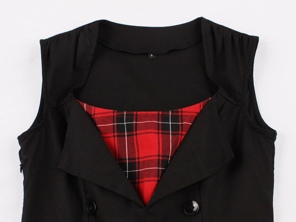 Gothic Vintage Pinup Girl Plaid Dress