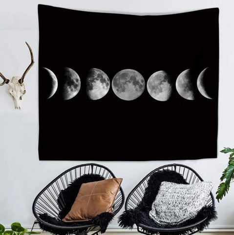 Gothic Wiccan Moon Phases Wall Tapestry