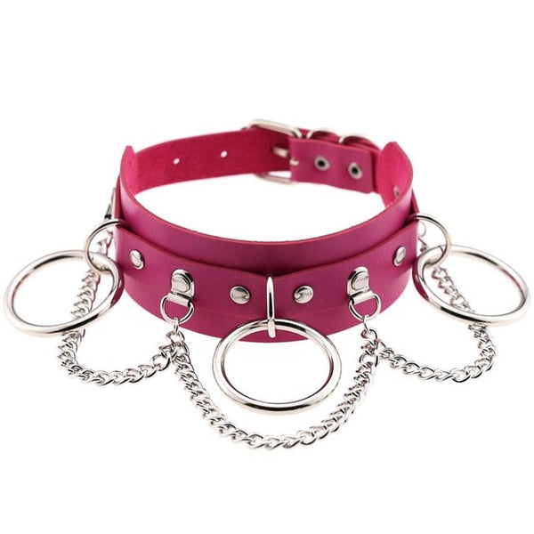 Gothic Punk Chain & Rings Choker Necklace