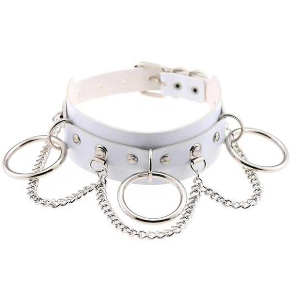 Gothic Punk Chain & Rings Choker Necklace