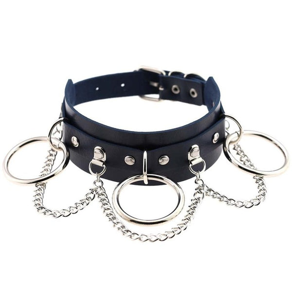 Gothic Punk Chain & Rings Choker Necklace