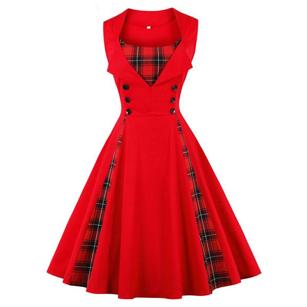 Gothic Vintage Pinup Girl Plaid Dress