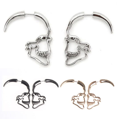 Gothic Punk Skull Hollow Stud Earrings