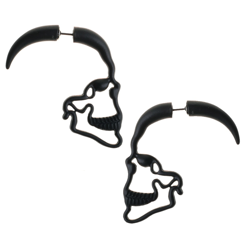 Gothic Punk Skull Hollow Stud Earrings