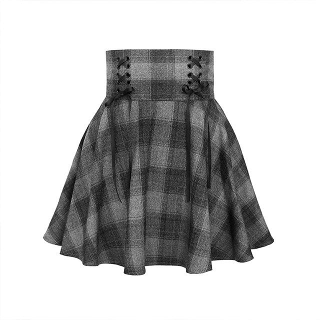Gothic Grunge Harajuku Gray Plaid Mini Skirt