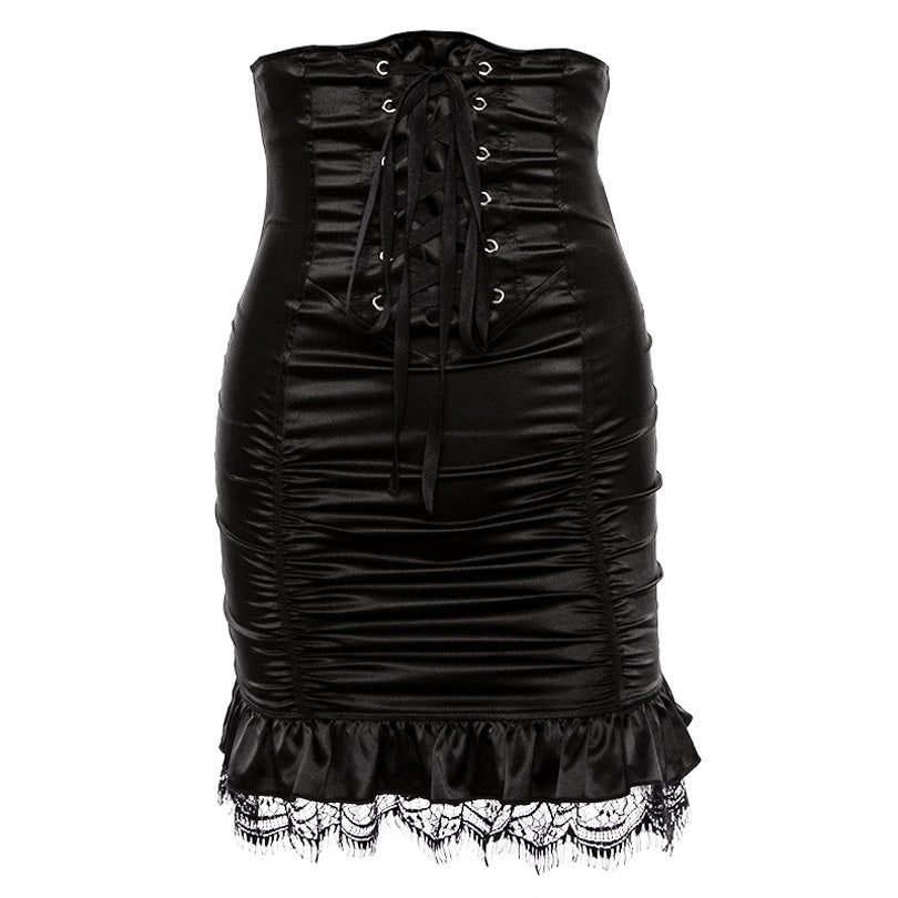 Gothic Lace Up Waist Underbust Skirt