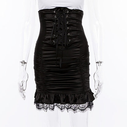 Gothic Lace Up Waist Underbust Skirt