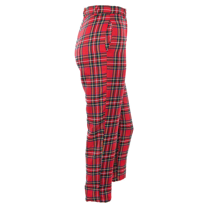 Gothic Grunge Red Plaid Pants