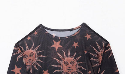 Gothic Sun Moon Mesh Top