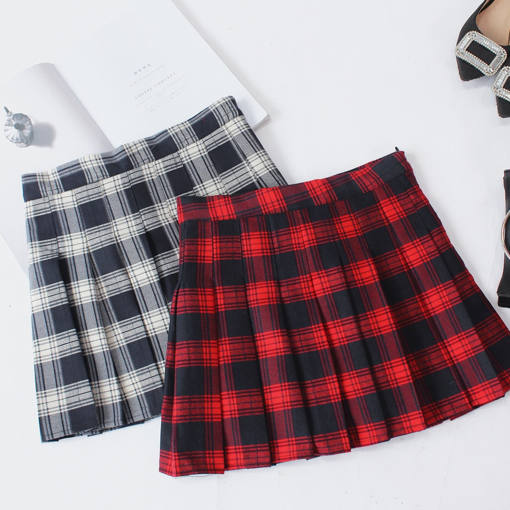 Gothic Grunge Harajuku Schoolgirl Pleated Plaid Skirt