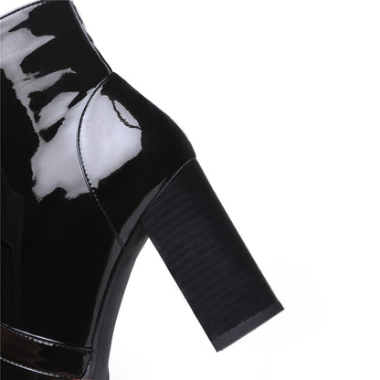 Gothic Lace Up Patent Leather Platform Boots