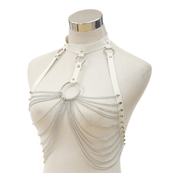 Gothic O-Ring and Chains Body Harness (Available in 3 colors)