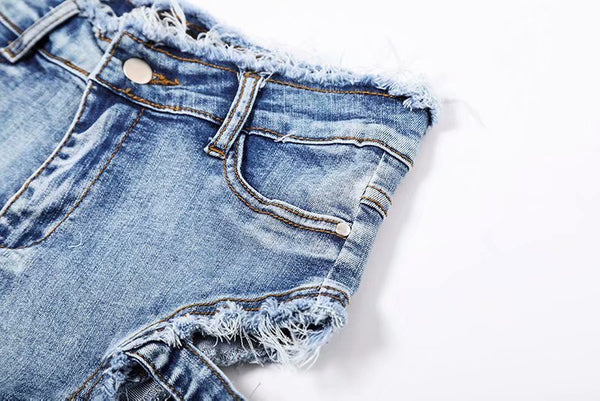 Gothic Grunge Sexy Side Strap Denim Shorts