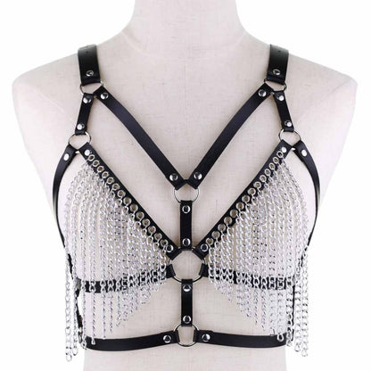Gothic Leather And Chains Body Harness (Available in 16 colors)