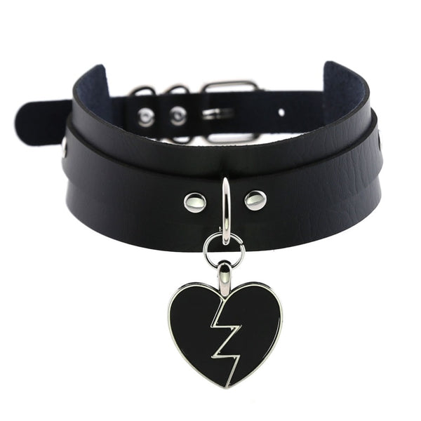 Gothic Punk Broken Hear Choker Necklace (Available in 16 Colors)