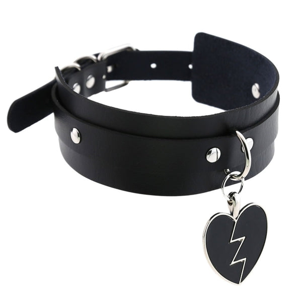 Gothic Punk Broken Hear Choker Necklace (Available in 16 Colors)
