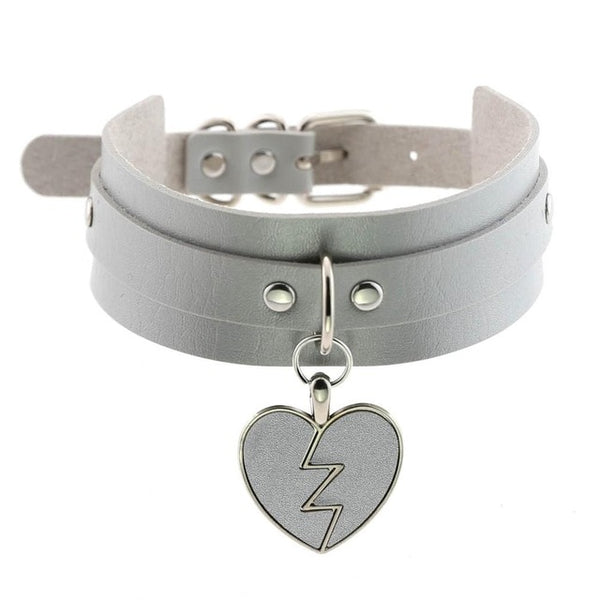 Gothic Punk Broken Hear Choker Necklace (Available in 16 Colors)