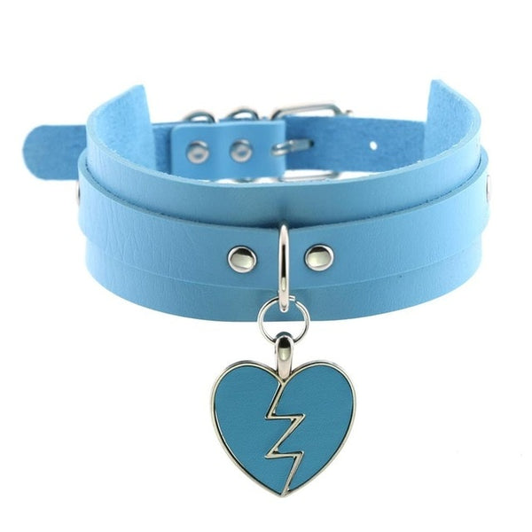 Gothic Punk Broken Hear Choker Necklace (Available in 16 Colors)