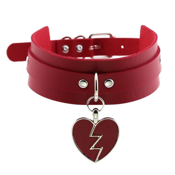 Gothic Punk Broken Hear Choker Necklace (Available in 16 Colors)