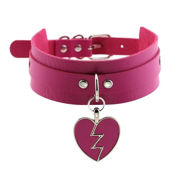 Gothic Punk Broken Hear Choker Necklace (Available in 16 Colors)