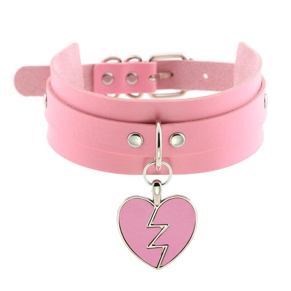 Gothic Punk Broken Hear Choker Necklace (Available in 16 Colors)